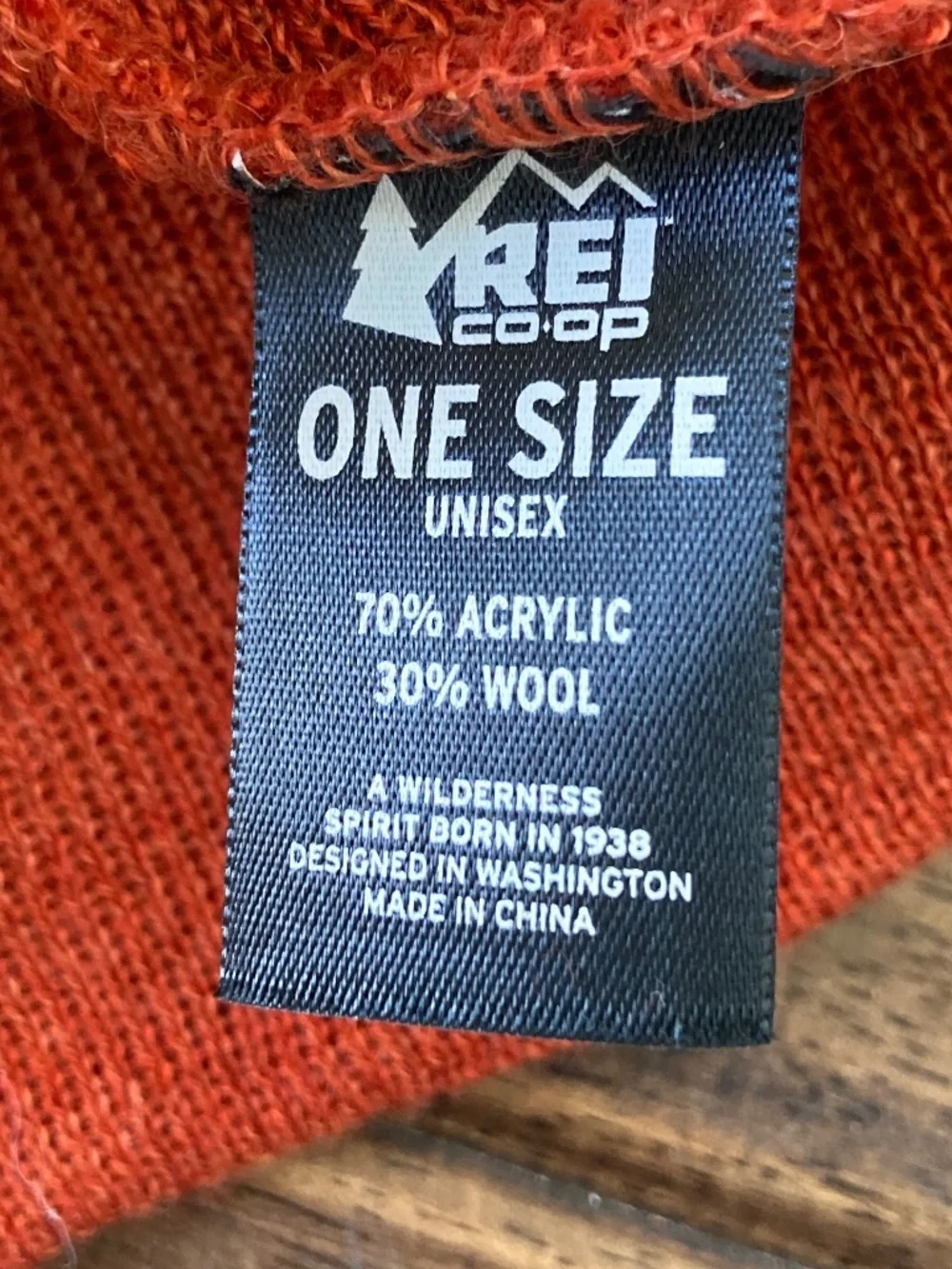 REI Co-op Burnt Orange Wool Blend Beanie Hat Ski Snow Winter Warm